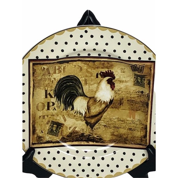 Sakura Retro Rooster Salad Dessert Plate Ivory 8in - Picture 2 of 5
